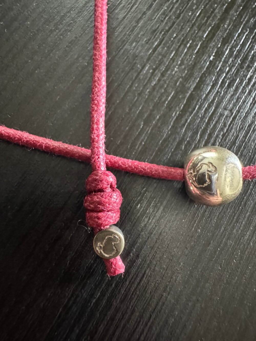 DoDo - Pepita Lariat Neckless, Sterling Silver + Burgundy Cotton Cord - Picture 6 of 12